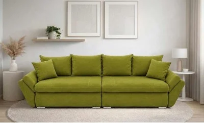 Canapea Extensibilă Confort cu Spumă HR, Verde olive