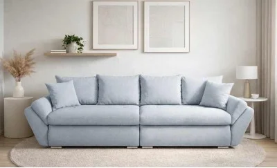 Canapea Extensibilă Confort cu Spumă HR , Bleu Deschis 