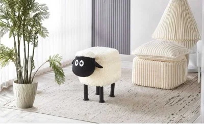Taburet Oita KJP7030, Alb cu Negru