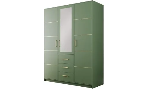 Dulap Bali 2 D3 Verde cu Oglindă și 3 Uși