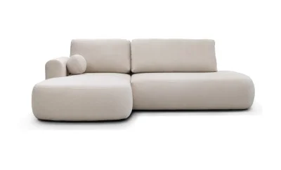 Colțar Extensibil Ariola, Cu Ladă Depozitare, Stofă Premium Loop 2 Cream
