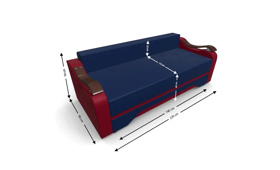 Canapea Extensibila Sally Mini, Albastru/Rosu 4