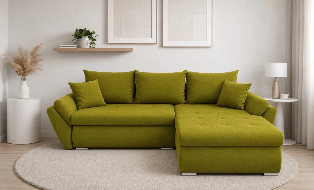 Colțar Extensibil Confort cu Spumă HR, Verde Olive
