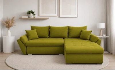 Colțar Extensibil Confort cu Spumă HR, Verde Olive