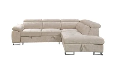 Colțar Extensibil Cremona KF7629 cu Ladă Depozitare, Șezlong Dreapta, Bej