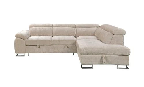 Colțar Extensibil Cremona KF7629 cu Ladă Depozitare, Șezlong Dreapta, Bej