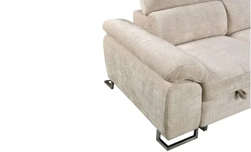 Colțar Extensibil Cremona KF7629 cu Ladă Depozitare, Șezlong Dreapta, Bej