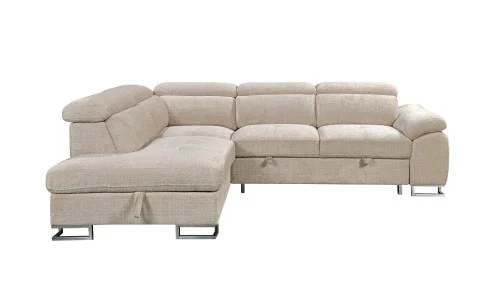 Colțar Extensibil Cremona KF7629 cu Ladă Depozitare, Șezlong Stânga, Bej