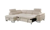 Colțar Extensibil Cremona KF7629 cu Ladă Depozitare, Șezlong Stânga, Bej 3