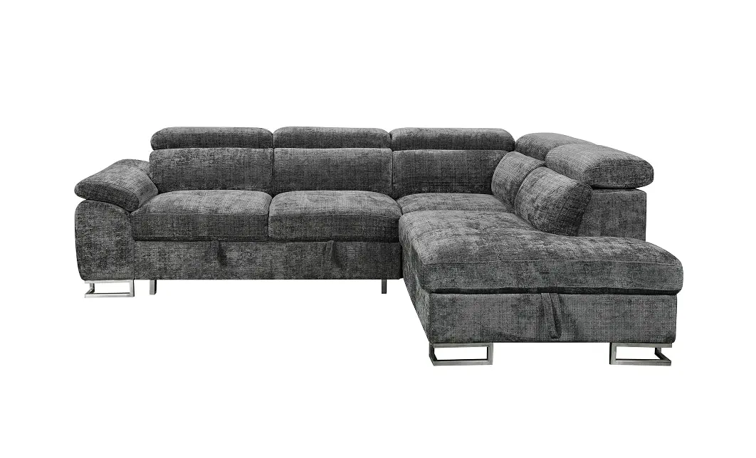 Colțar Extensibil Cremona KF7629 cu Ladă Depozitare, Șezlong Dreapta, Gri 1