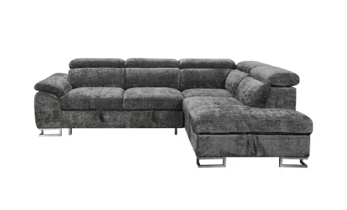 Colțar Extensibil Cremona KF7629 cu Ladă Depozitare, Șezlong Dreapta, Gri