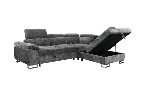 Colțar Extensibil Cremona KF7629 cu Ladă Depozitare, Șezlong Dreapta, Gri