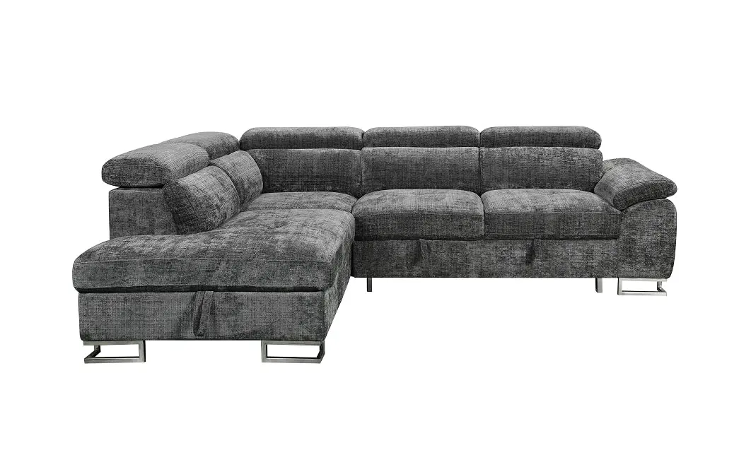 Colțar Extensibil Cremona KF7629 cu Ladă Depozitare, Șezlong Stânga, Gri 1