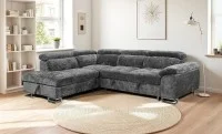 Colțar Extensibil Cremona KF7629 cu Ladă Depozitare, Șezlong Stânga, Gri