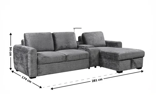 Colțar Extensibil Cremona KF7864-95, Gri Dreapta