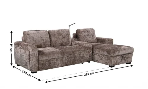 Colțar Extensibil Cremona KF7864-24, Maro Dreapta