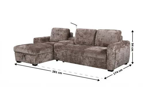 Colțar Extensibil Cremona KF7864-24, Maro Stânga
