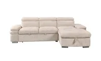 Colțar Extensibil Cremona KF7868 cu 2 Spații Depozitare, Șezlong Dreapta, Bej