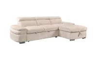 Colțar Extensibil Cremona KF7868 cu 2 Spații Depozitare, Șezlong Dreapta, Bej 2