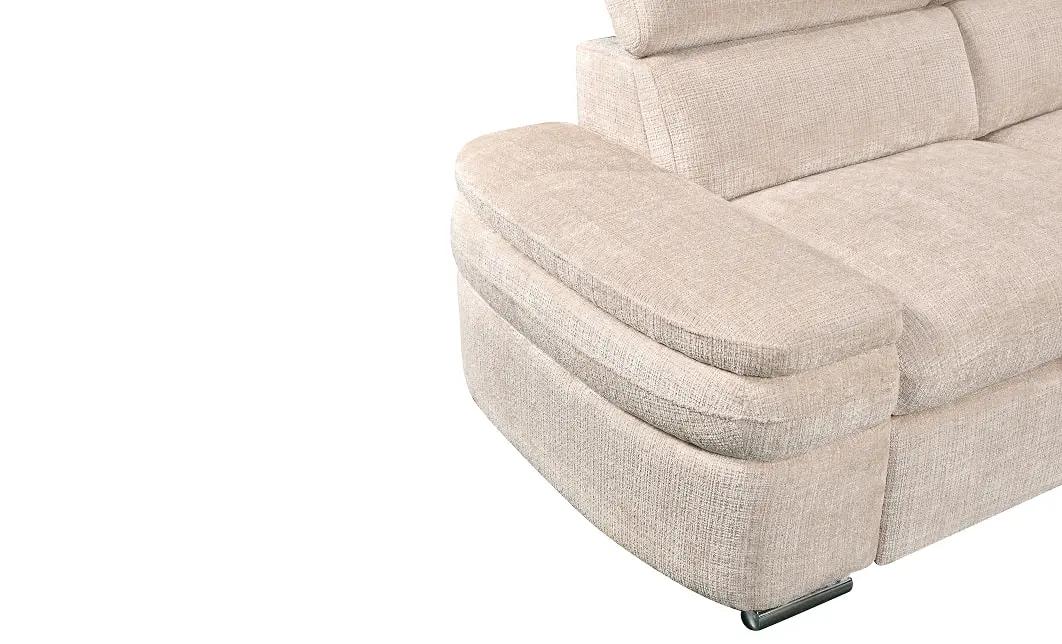 Colțar Extensibil Cremona KF7868 cu 2 Spații Depozitare, Șezlong Dreapta, Bej 6