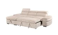 Colțar Extensibil Cremona KF7868 cu 2 Spații Depozitare, Șezlong Stânga, Bej 3