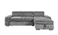 Colțar Extensibil Cremona KF7868 cu 2 Spații Depozitare, Șezlong Dreapta, Gri