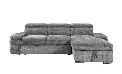 Colțar Extensibil Cremona KF7868 cu 2 Spații Depozitare, Șezlong Dreapta, Gri
