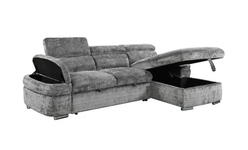 Colțar Extensibil Cremona KF7868 cu 2 Spații Depozitare, Șezlong Dreapta, Gri