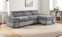 Colțar Extensibil Cremona KF7868 cu 2 Spații Depozitare, Șezlong Dreapta, Gri