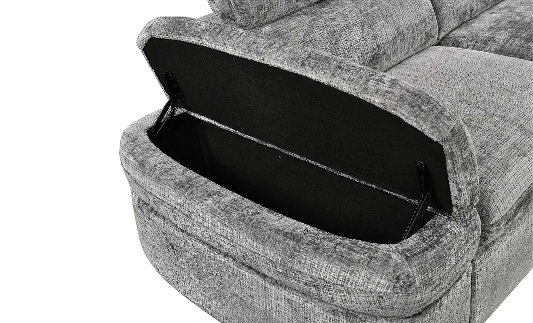 Colțar Extensibil Cremona KF7868 cu 2 Spații Depozitare, Șezlong Dreapta, Gri 7