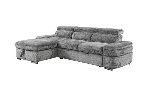 Colțar Extensibil Cremona KF7868 cu 2 Spații Depozitare, Șezlong Stânga, Gri