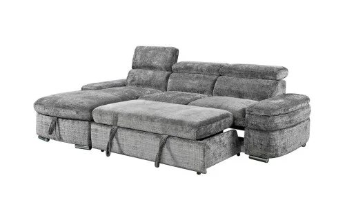 Colțar Extensibil Cremona KF7868 cu 2 Spații Depozitare, Șezlong Stânga, Gri