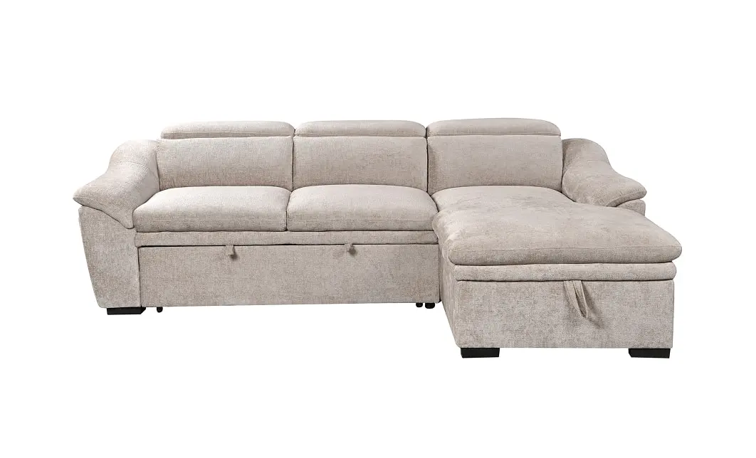 Colțar Extensibil Harmony KF7489 cu Ladă Depozitare, Șezlong Dreapta, Gri Deschis 3