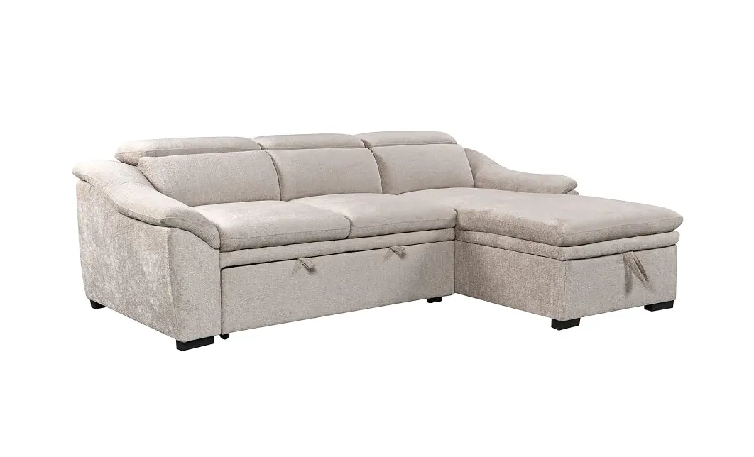 Colțar Extensibil Harmony KF7489 cu Ladă Depozitare, Șezlong Dreapta, Gri Deschis 4
