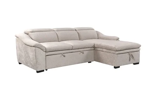 Colțar Extensibil Harmony KF7489 cu Ladă Depozitare, Șezlong Dreapta, Gri Deschis