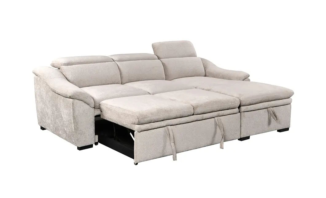 Colțar Extensibil Harmony KF7489 cu Ladă Depozitare, Șezlong Dreapta, Gri Deschis 5