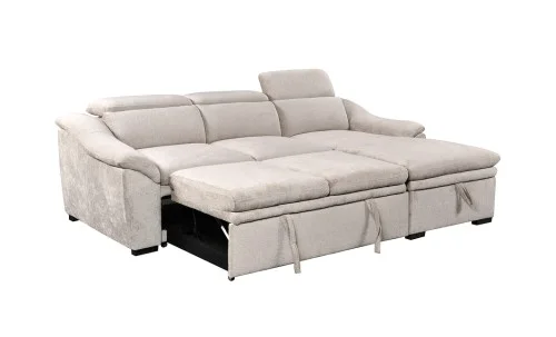 Colțar Extensibil Harmony KF7489 cu Ladă Depozitare, Șezlong Dreapta, Gri Deschis