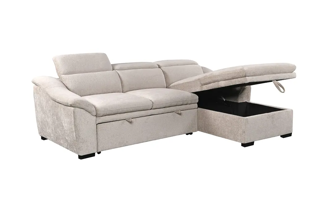 Colțar Extensibil Harmony KF7489 cu Ladă Depozitare, Șezlong Dreapta, Gri Deschis 6