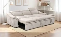 Colțar Extensibil Harmony KF7489 cu Ladă Depozitare, Șezlong Dreapta, Gri Deschis 2