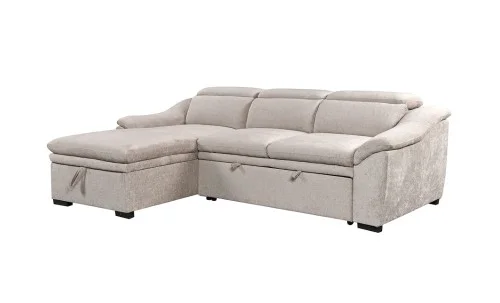 Colțar Extensibil Harmony KF7489 cu Ladă Depozitare, Șezlong Stânga, Gri Deschis