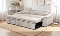 Colțar Extensibil Harmony KF7489 cu Ladă Depozitare, Șezlong Stânga, Gri Deschis 5