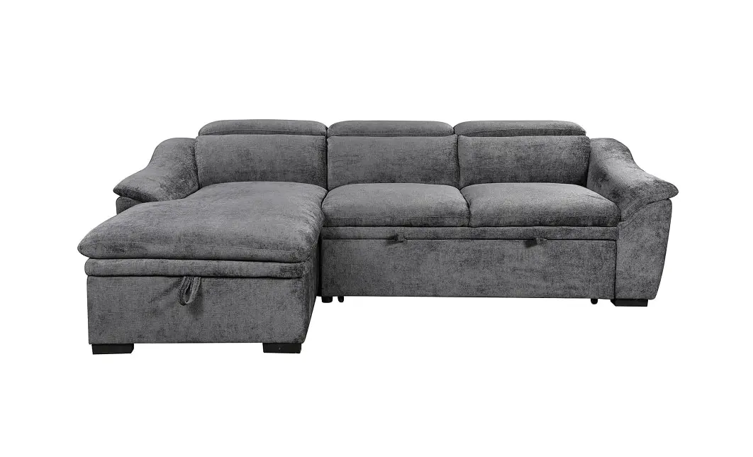Colțar Extensibil Harmony KF7489 cu Ladă Depozitare, Șezlong Stânga, Gri Închis 1