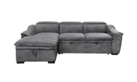 Colțar Extensibil Harmony KF7489 cu Ladă Depozitare, Șezlong Stânga, Gri Închis