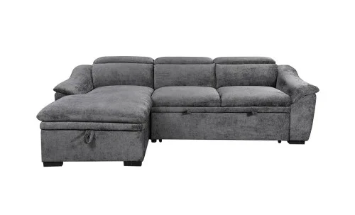 Colțar Extensibil Harmony KF7489 cu Ladă Depozitare, Șezlong Stânga, Gri Închis