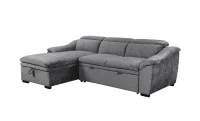 Colțar Extensibil Harmony KF7489 cu Ladă Depozitare, Șezlong Stânga, Gri Închis 2