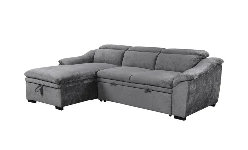 Colțar Extensibil Harmony KF7489 cu Ladă Depozitare, Șezlong Stânga, Gri Închis