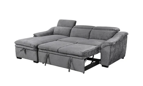 Colțar Extensibil Harmony KF7489 cu Ladă Depozitare, Șezlong Stânga, Gri Închis