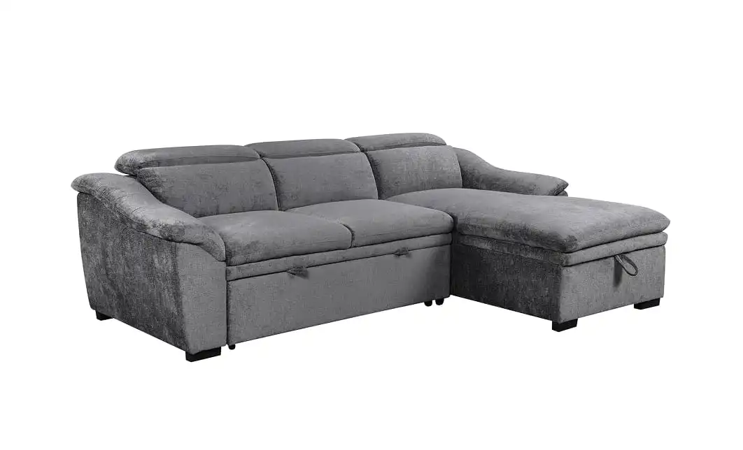 Colțar Extensibil Harmony KF7489 cu Ladă Depozitare, Șezlong Dreapta, Gri Închis 4