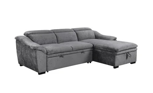 Colțar Extensibil Harmony KF7489 cu Ladă Depozitare, Șezlong Dreapta, Gri Închis