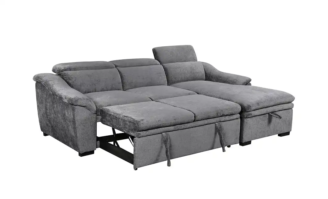 Colțar Extensibil Harmony KF7489 cu Ladă Depozitare, Șezlong Dreapta, Gri Închis 5